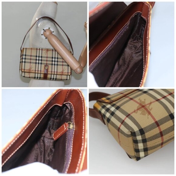 BURBERRY Nova Check Shoulder Bag PVC Leather Beige - Picture 16 of 16